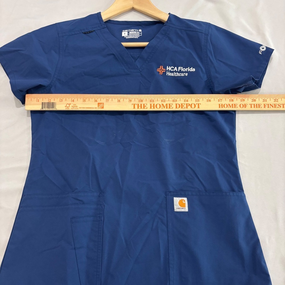 Carhartt Liberty V-Neck Scrub Top Navy Blue HCA Florida Healthcare Women S - Picture 3 of 13